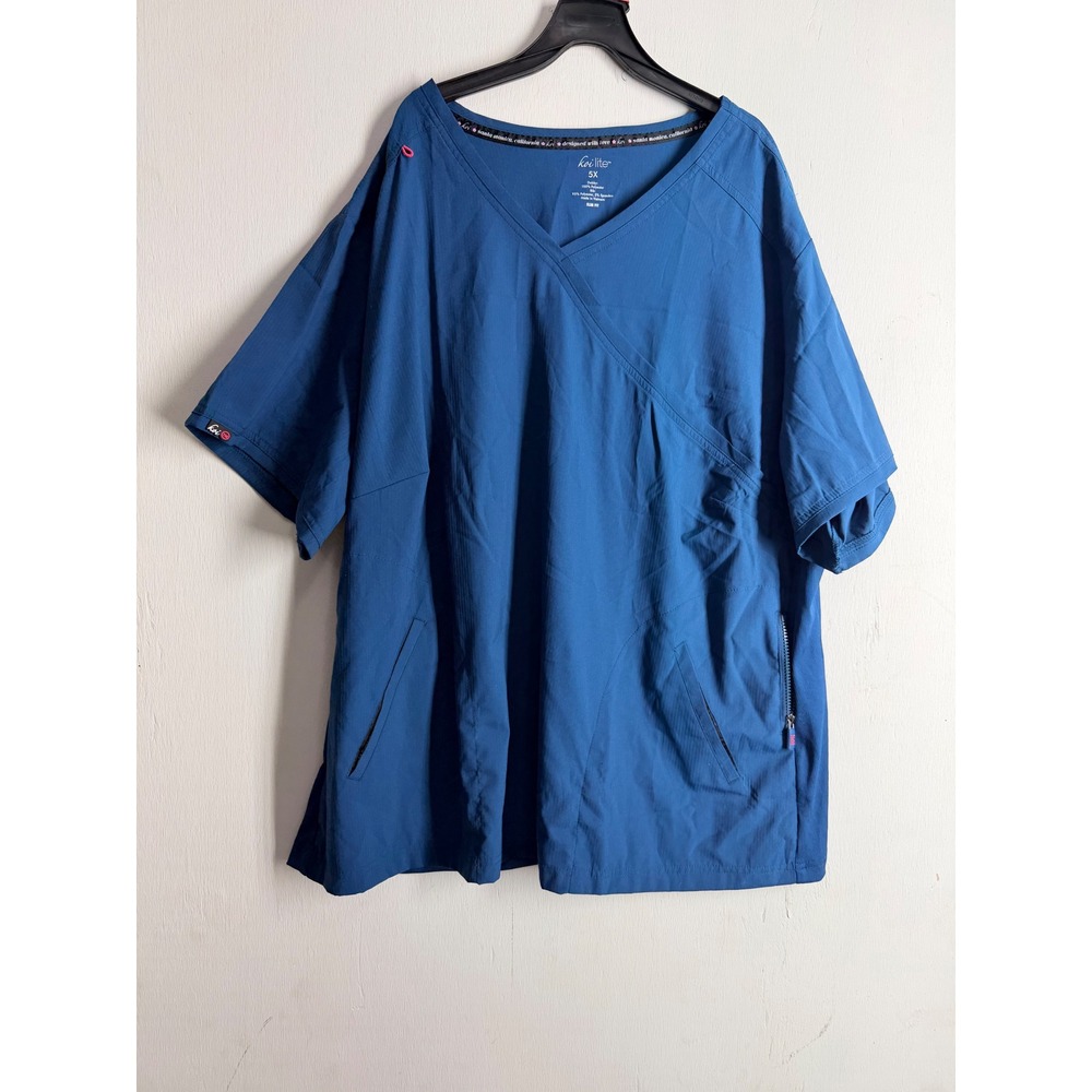 Koi Lite Reform Scrub Top 5X Royal Blue Mock Wrap V-Neck Medical Uniform 728